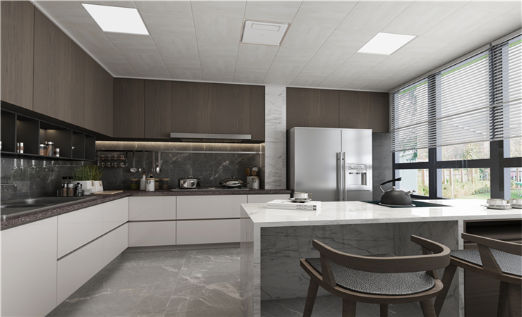 沒有獨立餐廳的小戶型，只能將廚房和餐廳整合在一起。