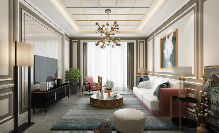 客廳的集成吊頂可以設(shè)計成這樣造型別具一格